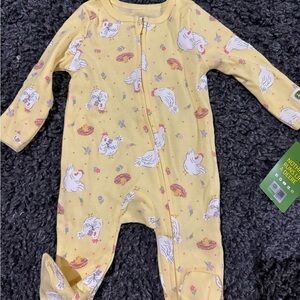John Deere Yellow Chicken Print baby Footie